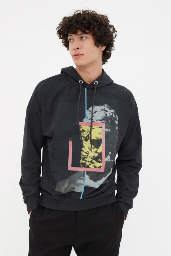 Trendyol Мъжки суичър. Trendyol Ecru