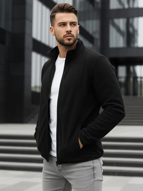 DStreet Мъжки суитшърт с цип, черен