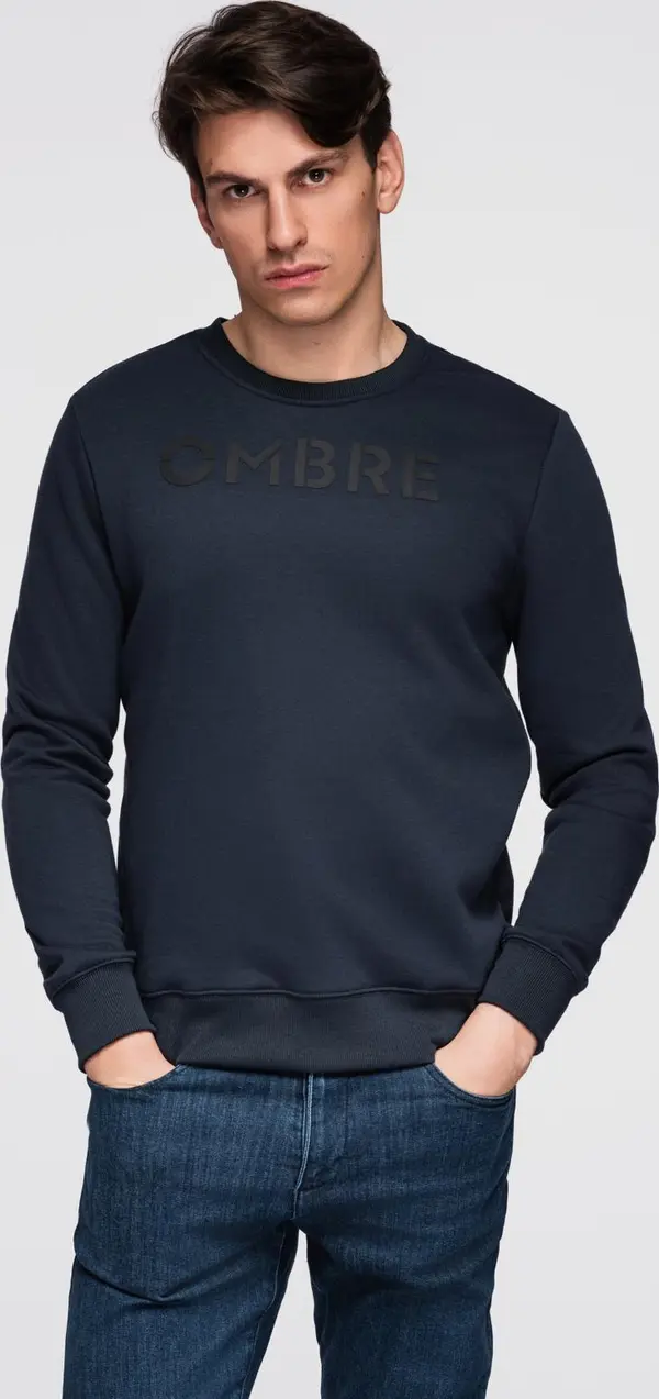 Ombre Мъжки суитшърт с омбре принт и надпис