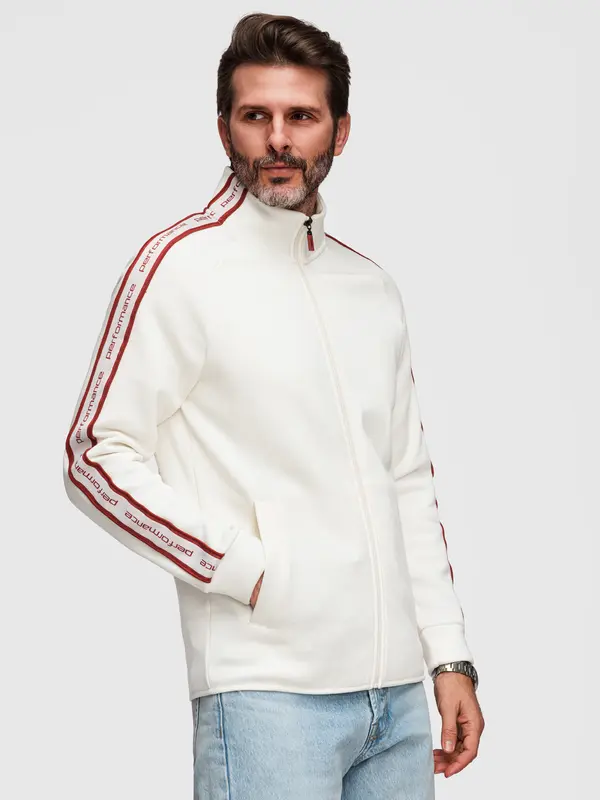Ombre Мъжки суитшърт с омбре принт с цип и контрастен кант