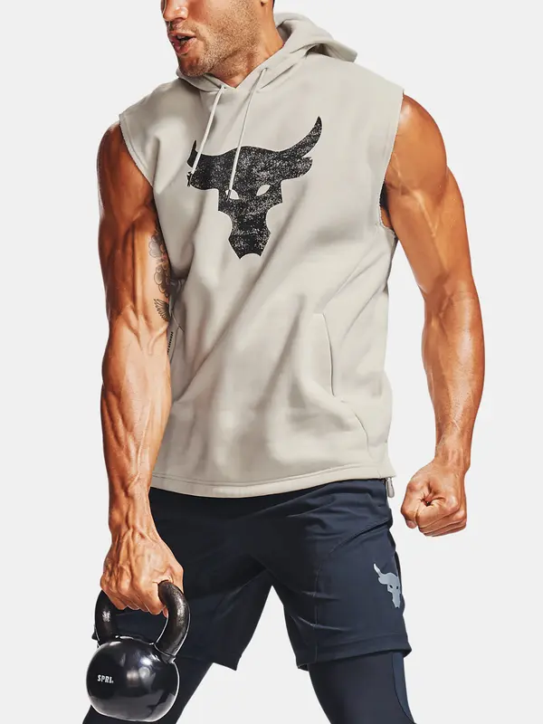 Under Armour Мъжки суитшърт Under Armour PROJECT ROCK CC SL HOODIE-WHT