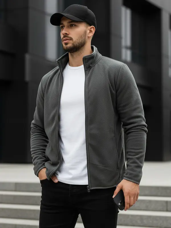 DStreet Мъжки тъмносив суитшърт с цип Dstreet