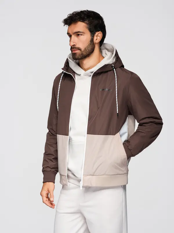 Ombre Мъжко функционално преходно яке Ombre с качулка - маслинено зелено