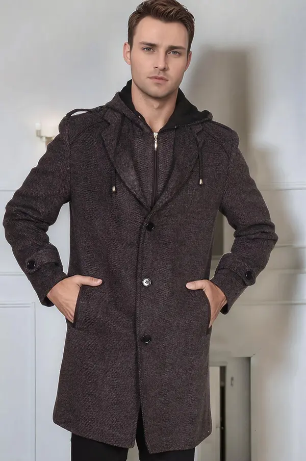 dewberry Мъжко палто с шарка Dewberry, антрацит