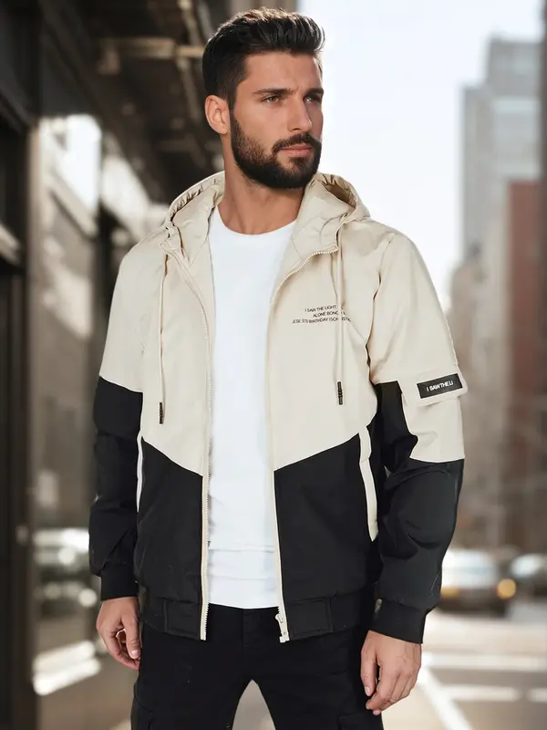 DStreet Мъжко преходно яке с качулка, бежово