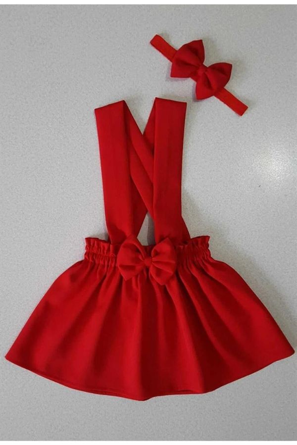 dewberry N2436 Dewberry Girls Crepe Dress Bandana-RED