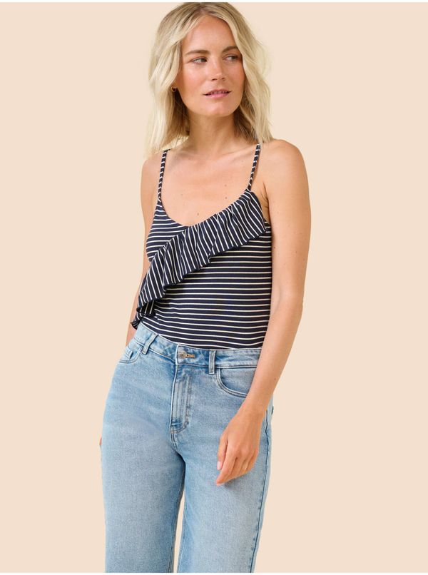 Orsay Navy blue striped tank top with ruffle ORSAY
