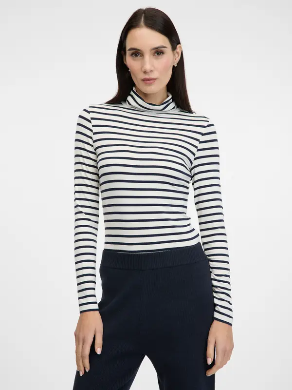 Orsay Navy Blue Women's Striped Long Sleeve T-Shirt ORSAY - Women's