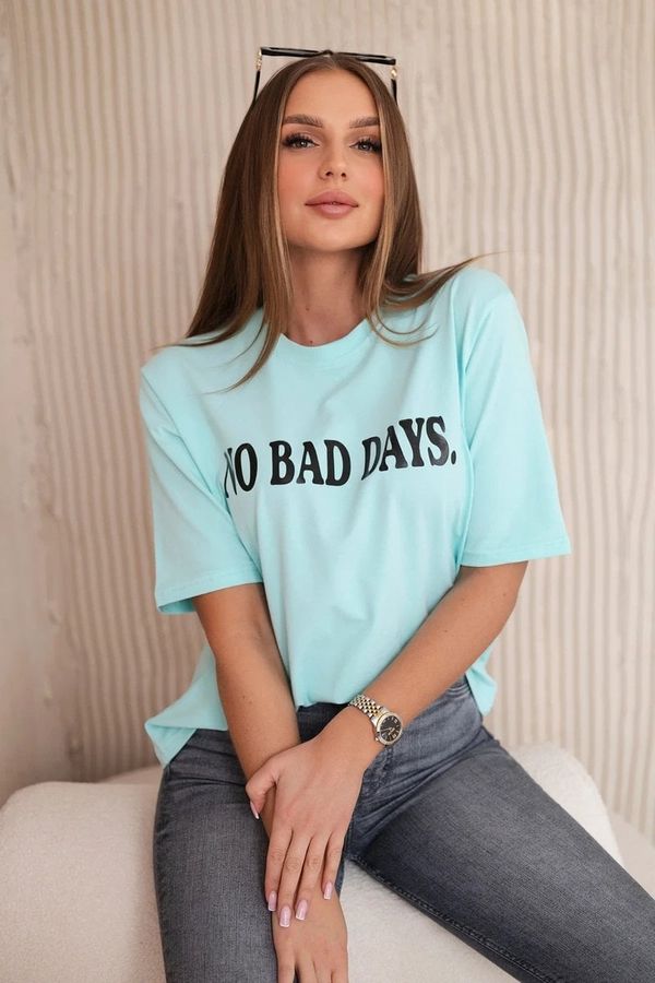 marka niezdefiniowana No Bad Days mint cotton blouse