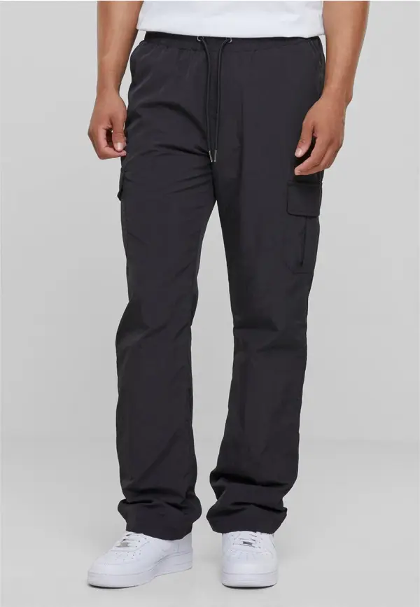 Urban Classics Nylon cargo pants with straight legs black