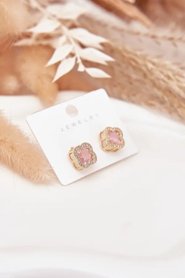 Boto Обеци Boto с розов циркон