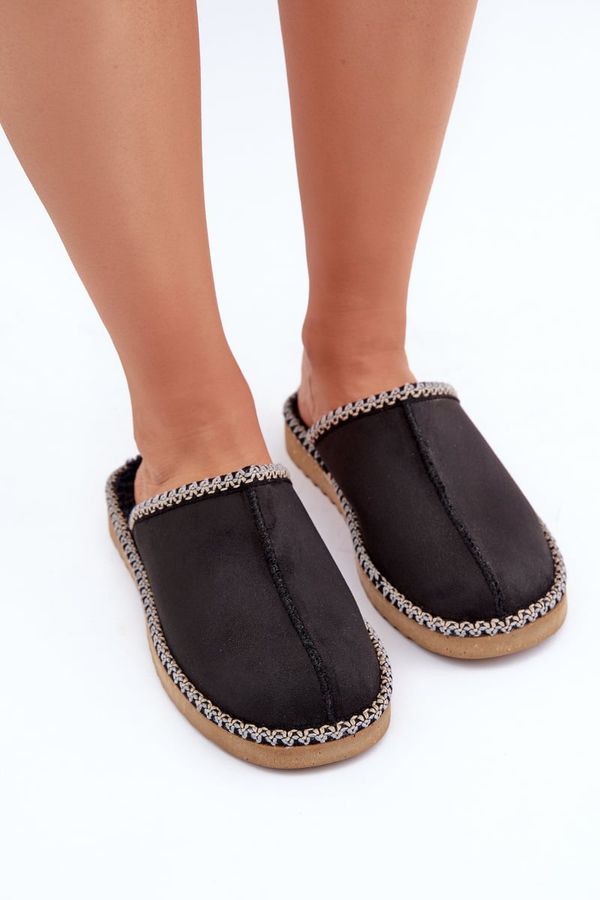 Inblu Обувки За Дома Чехли С Бродерия Дамски Inblu Черни