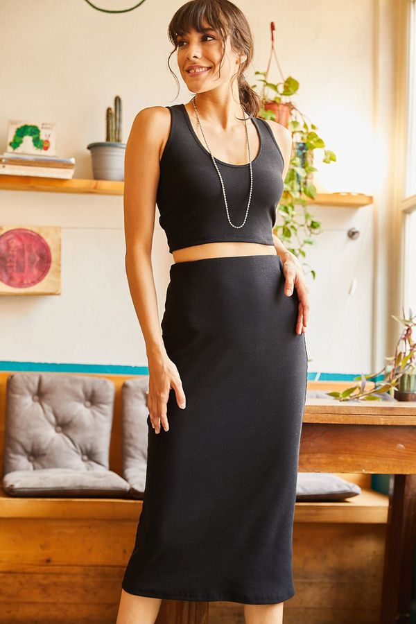 Olalook Olalook Women's Black Bottom Top Lycra Camisole Suit