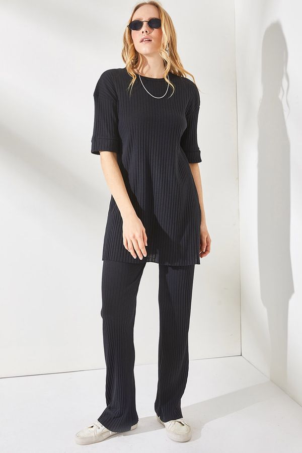 Olalook Olalook Women's Black Short Sleeve Tops and Bottoms Lycra Suit