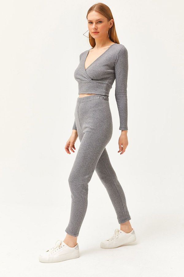 Olalook Olalook Women's Smoked Bottom Tights Top Double Breasted Blouse Hooded Suit