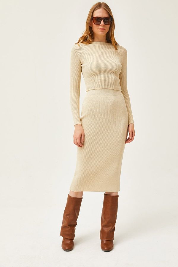 Olalook Olalook Women's Stone Bottom Top Silvery Knitwear Suit