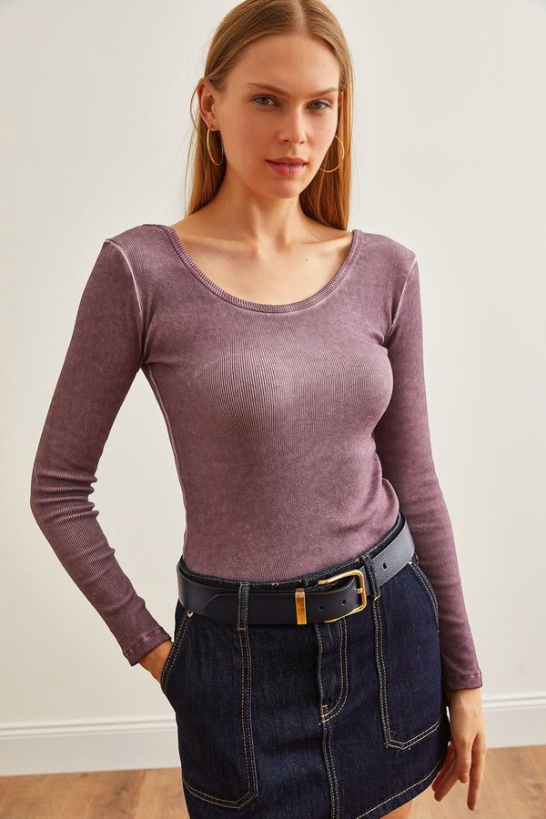 Olalook Olalook Women's Washed Claret Red Wide Collar Camisole Blouse