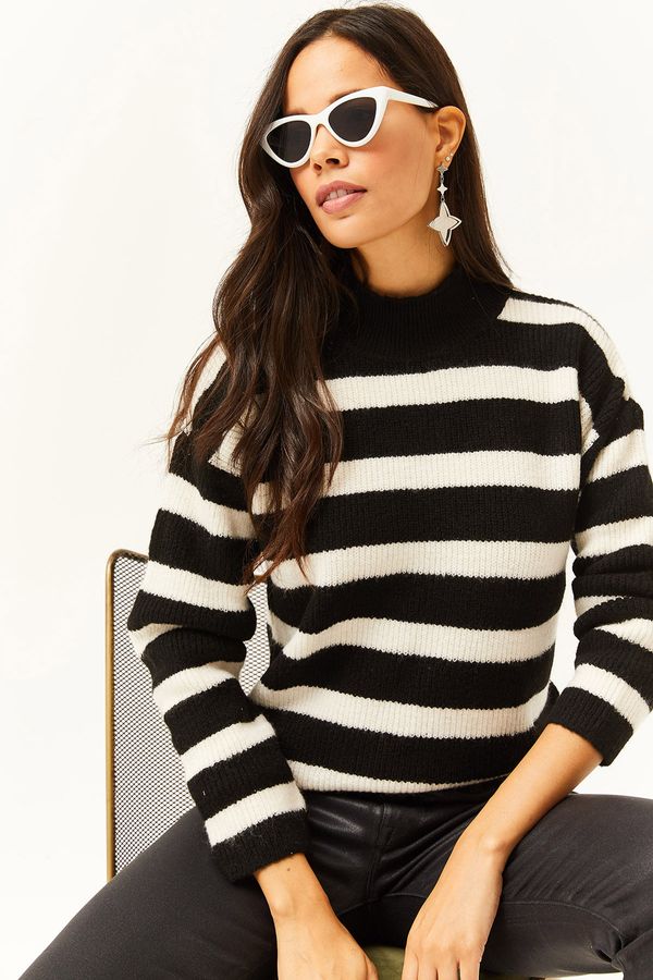 Olalook Olalook жените черно високо деколте мека текстурирани премия трикотаж пуловер
