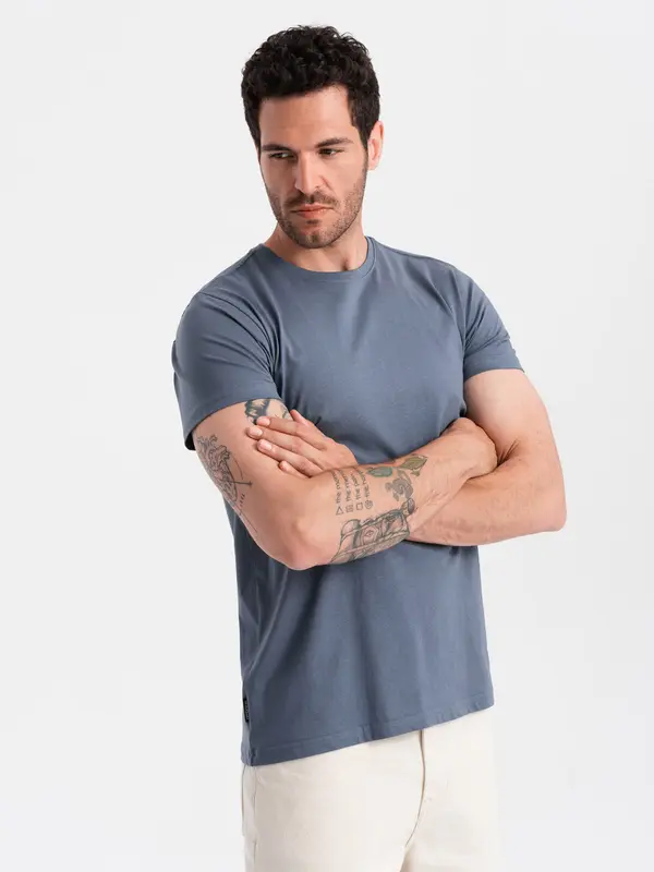 Ombre Ombre BASIC men's classic cotton T-shirt - dark blue