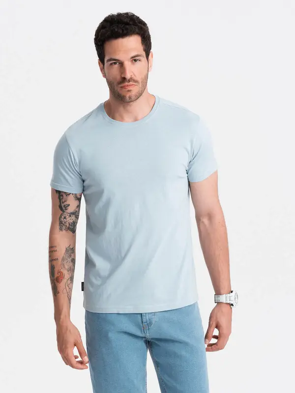 Ombre Ombre BASIC men's classic cotton T-shirt - light blue