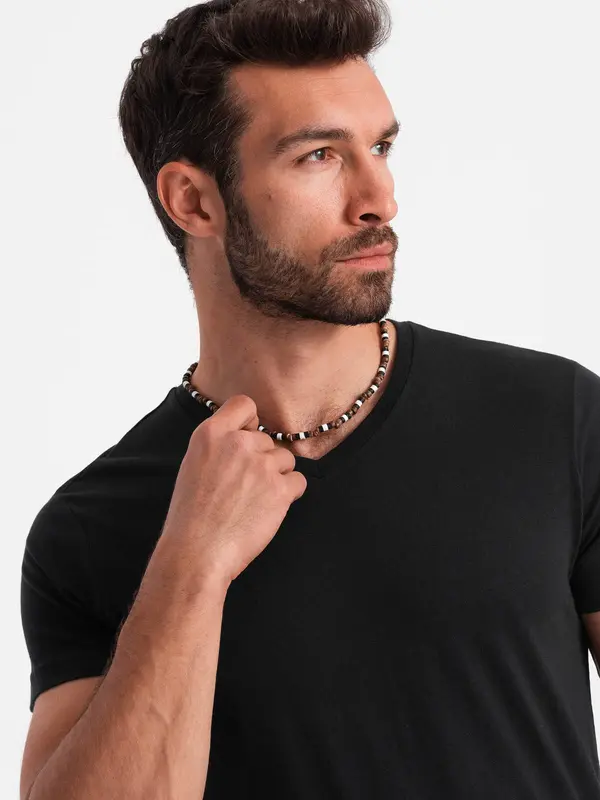Ombre Ombre BASIC men's classic cotton T-shirt with a crew neckline - black