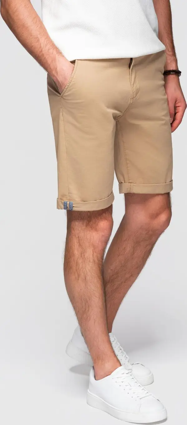 Ombre Ombre Classic men's chino shorts with rolled up leg - beige