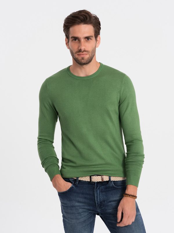 Ombre Ombre Classic men's sweater with round neckline - green