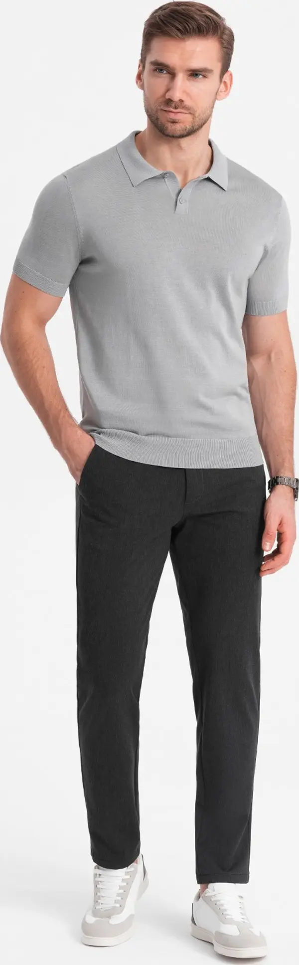 Ombre Ombre Elegant men's SLIM FIT chino pants - graphite