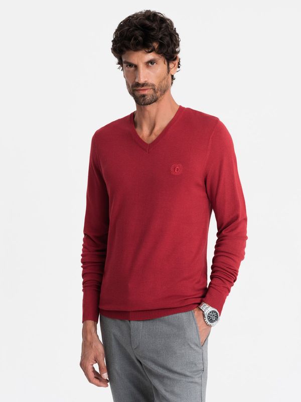 Ombre Ombre Elegant men's sweater with a v-neck - navy blue