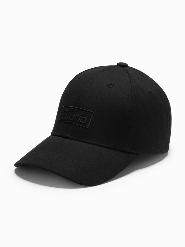 Ombre Ombre Men's baseball cap with visor and rectangular patch - black
