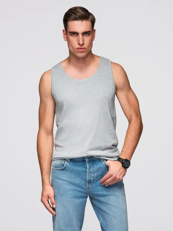 Ombre Ombre Men's BASIC cotton tank top - grey melange