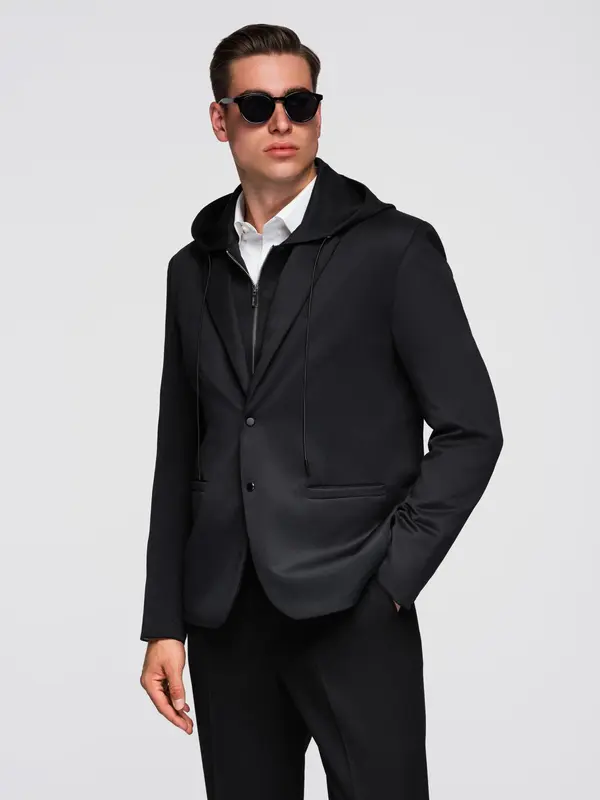 Ombre Ombre Men's blazer with detachable underlining and hood - black