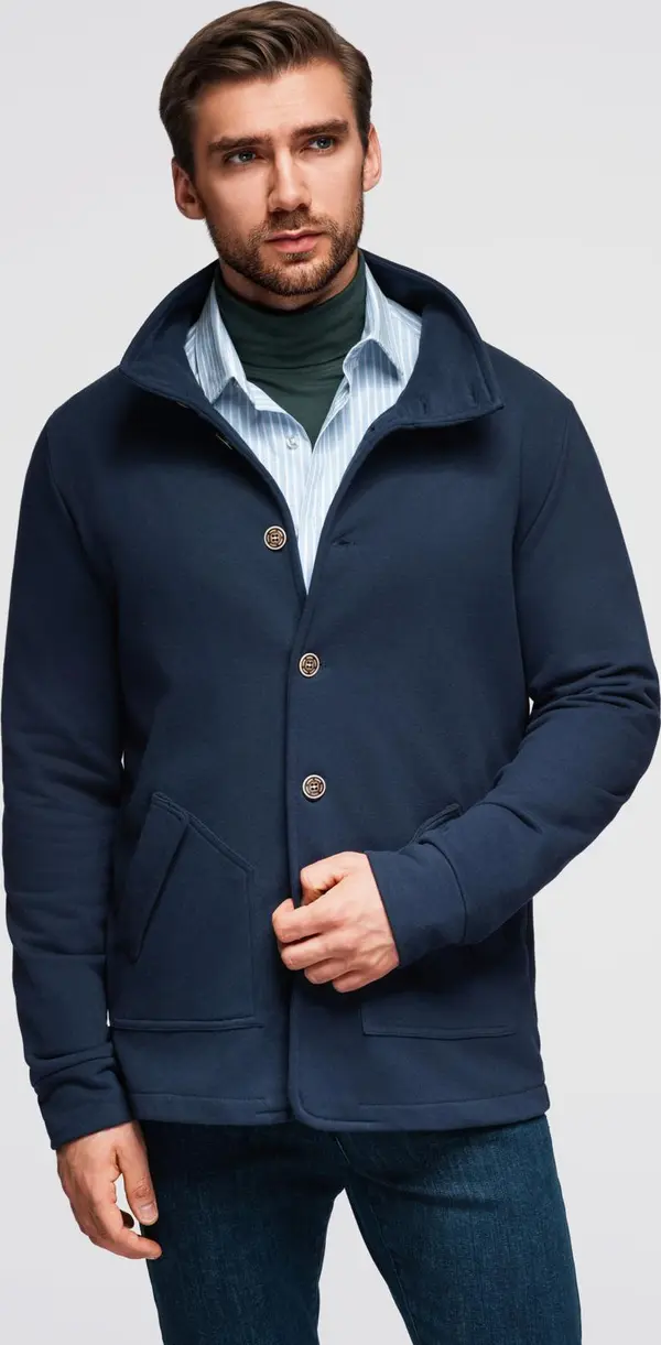 Ombre Ombre Men's button-down sweatshirt with collar - navy blue