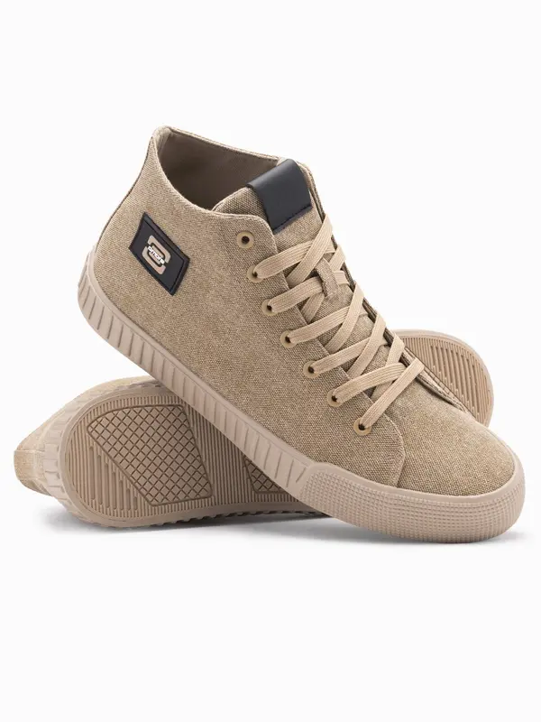 Ombre Ombre Men's canvas high top sneakers shoes - light brown