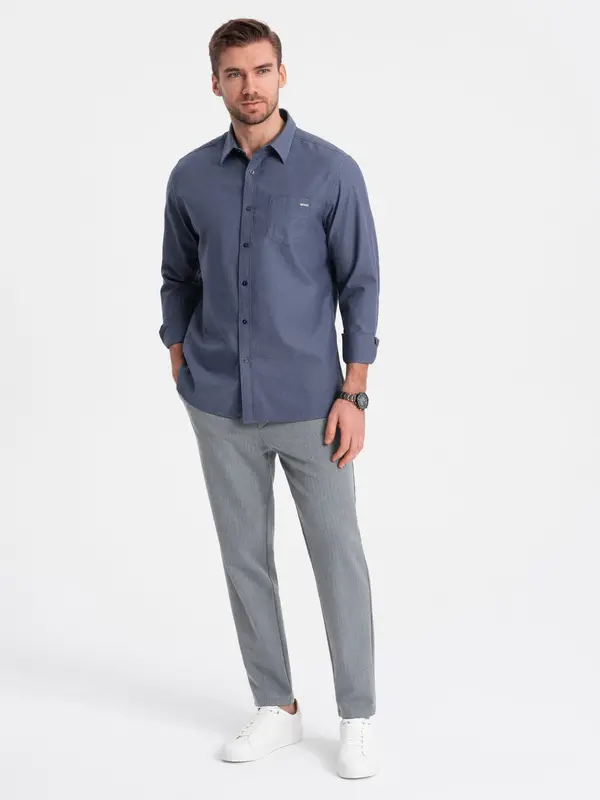 Ombre Ombre Men's chino pants with elastic waistband SLIM FIT - grey