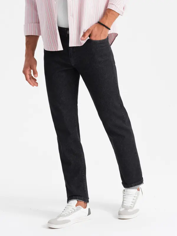 Ombre Ombre Men's classic denim pants REGULAR FIT - black