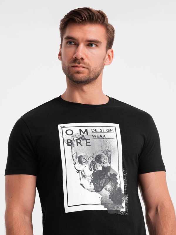Ombre Ombre Men's cotton skull shirt - black
