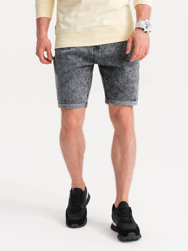 Ombre Ombre Men's denim marbled shorts - gray