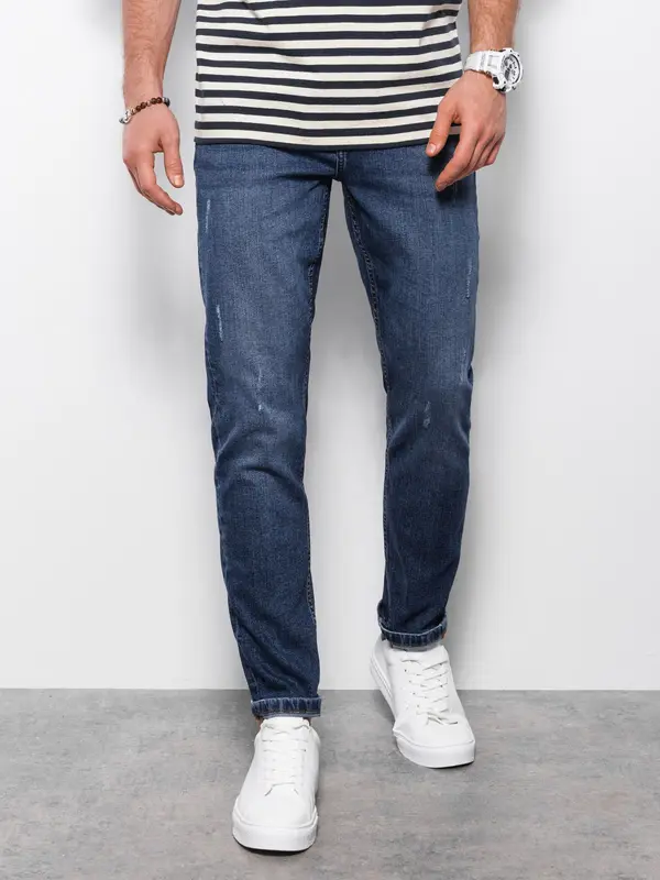 Ombre Ombre Men's denim pants with REGULAR FIT rubbing - dark blue