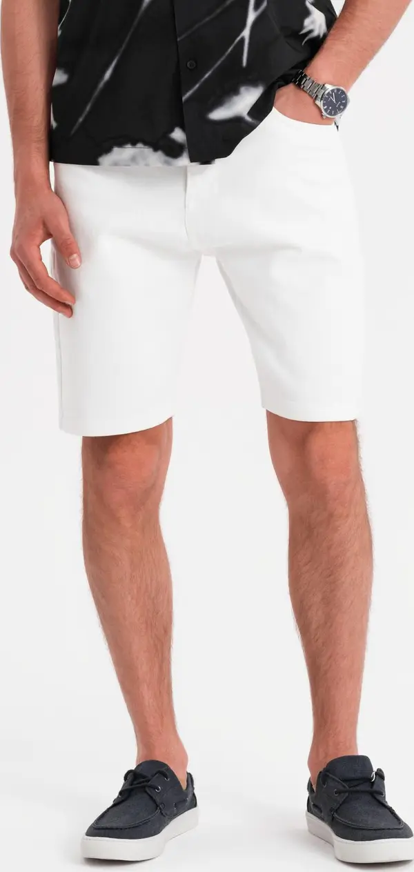 Ombre Ombre Men's denim shorts with a classic cut - white