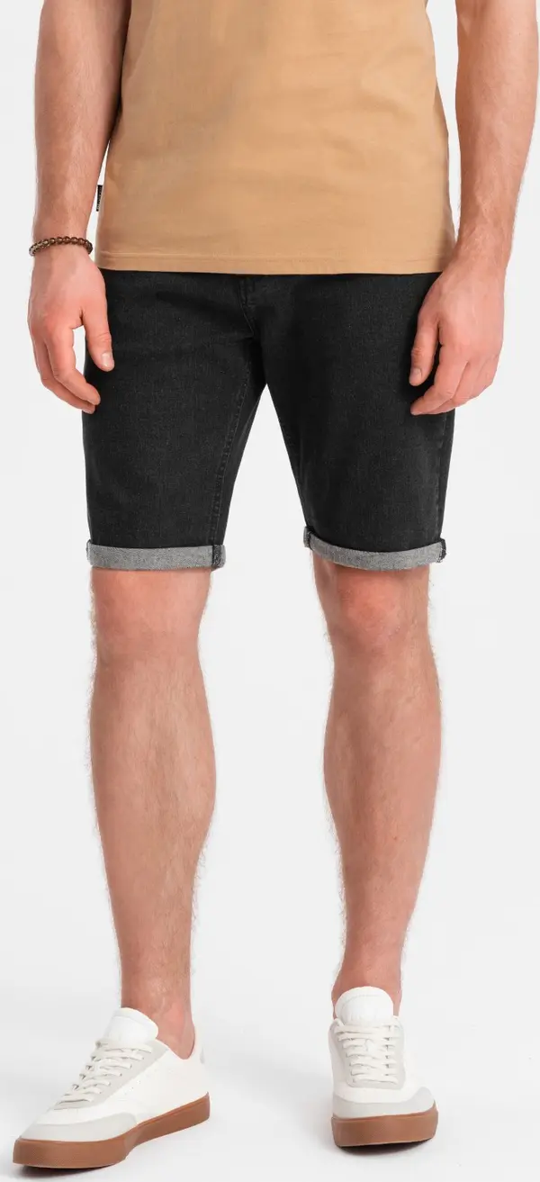 Ombre Ombre Men's denim shorts with rolled up legs - black