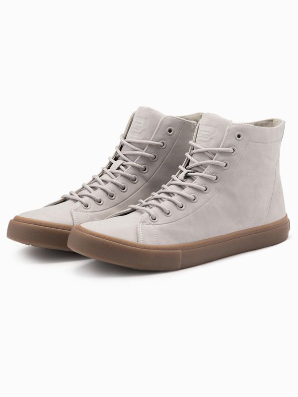 Ombre Ombre Men's high-top sneakers shoes with rubber toe - cream