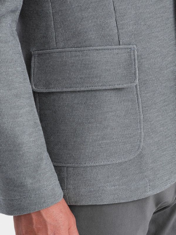 Ombre Ombre Men's jacket with elbow patches - light grey