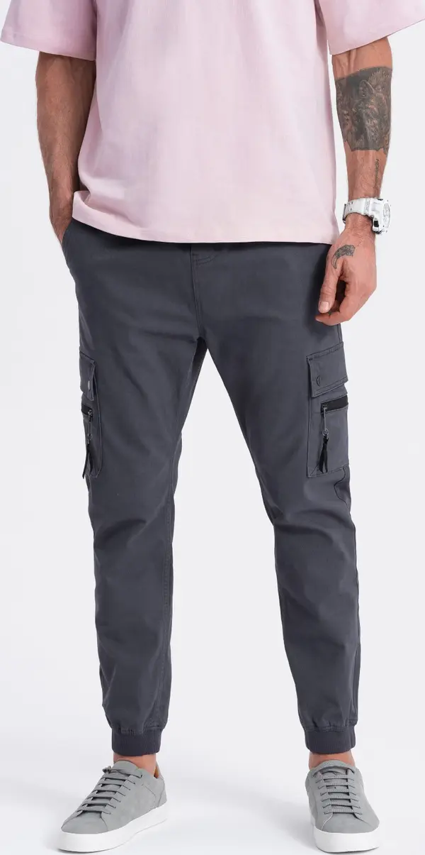 Ombre Ombre Men's JOGGER pants with zippered cargo pockets - graphite