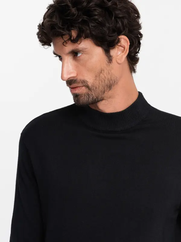 Ombre Ombre Men's knitted half-golf with viscose - black