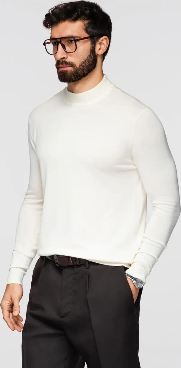 Ombre Ombre Men's knitted half turtleneck with viscose - cream