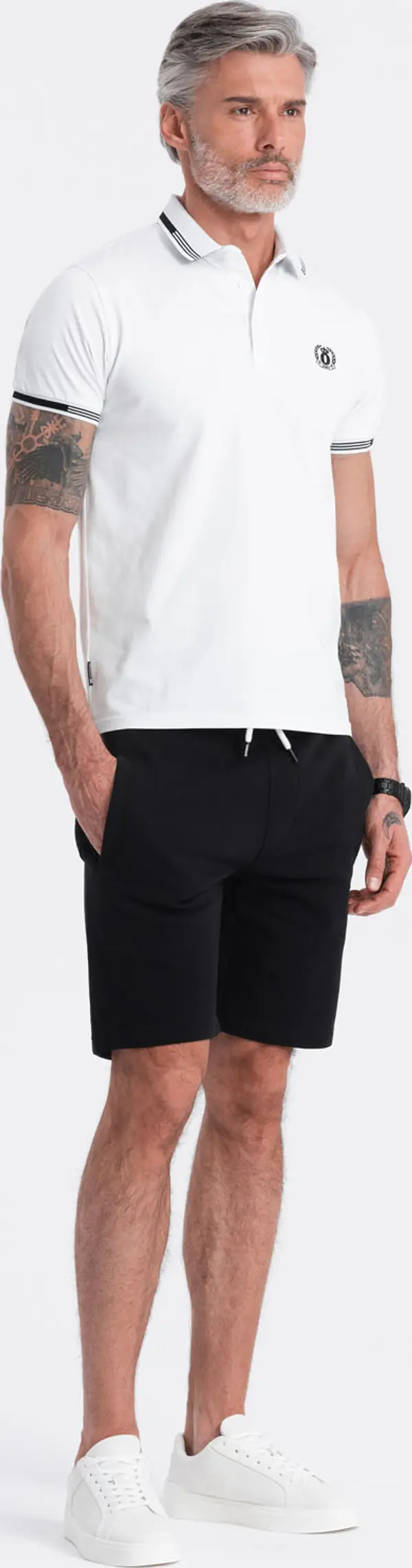 Ombre Ombre Men's knitted shorts with drawstring and pockets - black