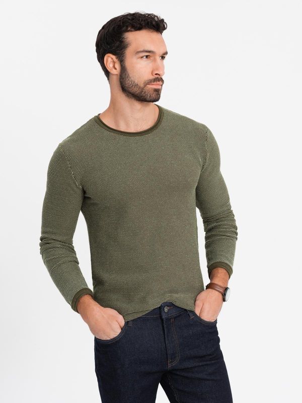 Ombre Ombre Men's knitted sweater with structured dots - olive