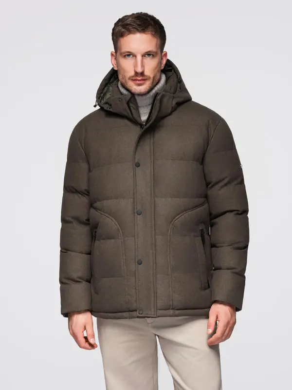 Ombre Ombre Men's lightweight jacket with hood and mesh lining - olive