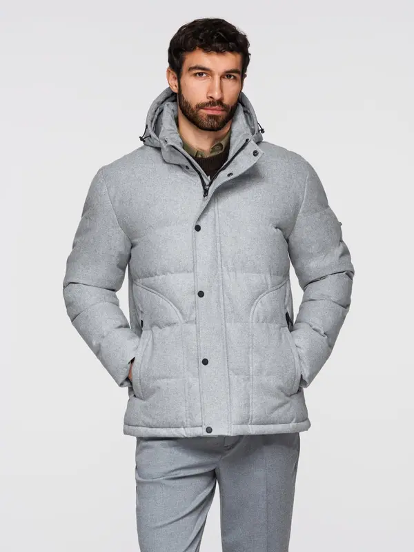 Ombre Ombre Men's lightweight jacket with mesh lining and hood - grey